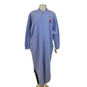 Disney Women’s Blue Minnie Mouse Embroidered Long Loungewear Zippered Sz M - New